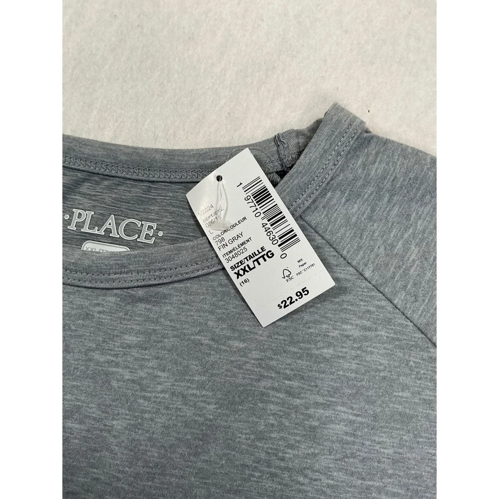 The Childrens Place Boys XXL 16 Gray Long Sleeve Performance Raglan Shirt NWT